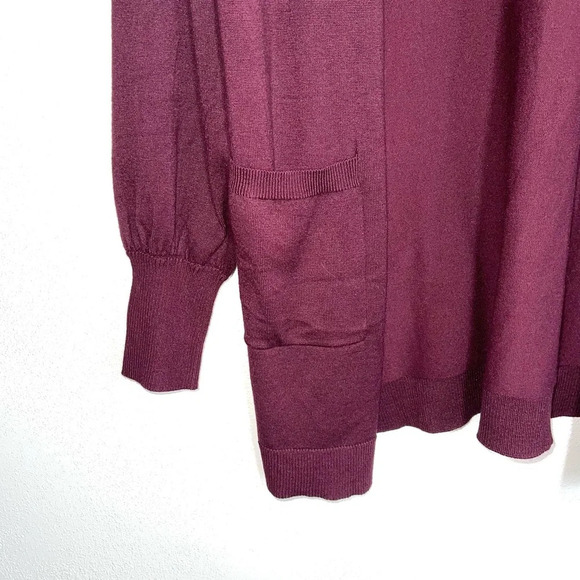 Maurices Burgundy Blouson Sleeve Open Front Cardigan Small Women’s - Picture 5 of 11